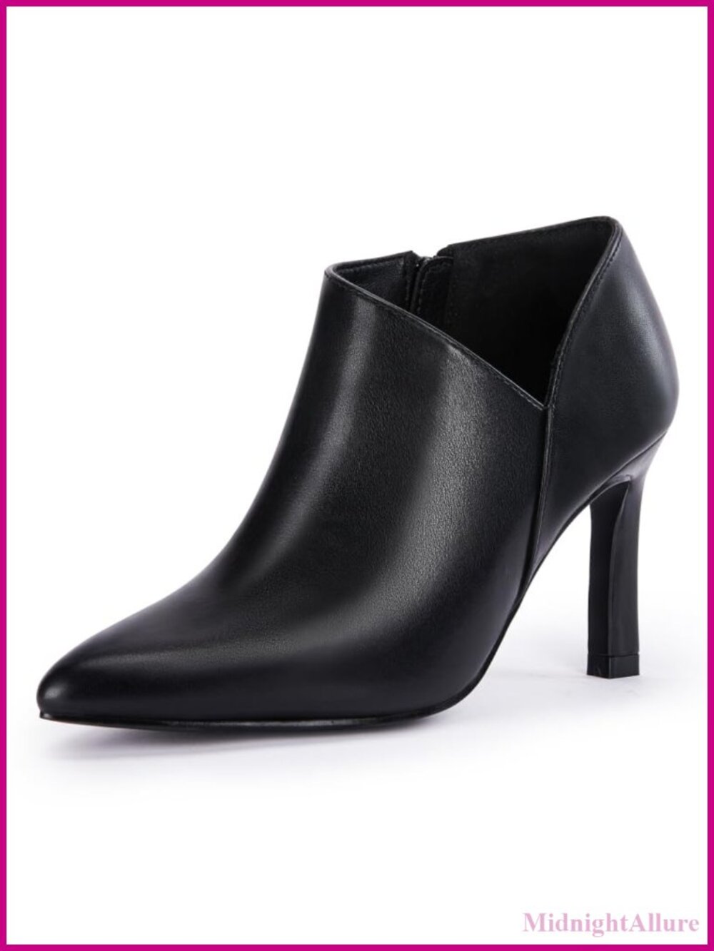 Pointed Toe V Cut Ankle Boots Kitten Heel Side Zip Office Booties